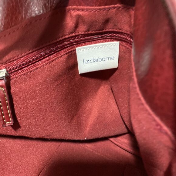 Liz Claiborne Burgundy Red Shoulder Bag Purse Multiple Pockets Double Handles - Picture 9 of 10